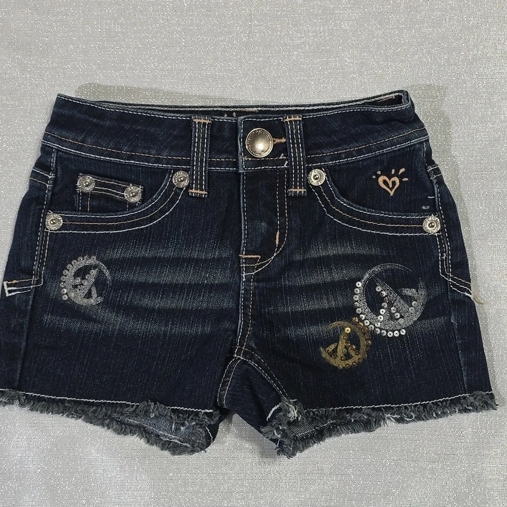 Justice Dark Blue Jean Shorts with Embellishments